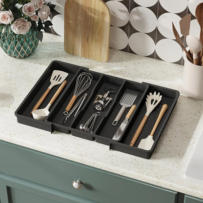 Expandable Plastic Kitchen Utensil Organizer - Adjustable Drawer