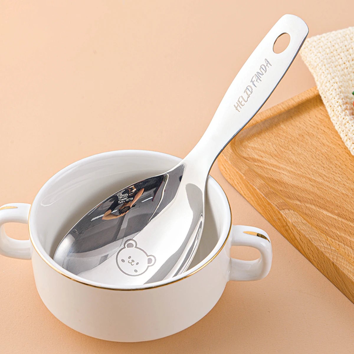 304 Stainless Steel Non-Stick Rice Spoon Anti-Scald Handle Cooker