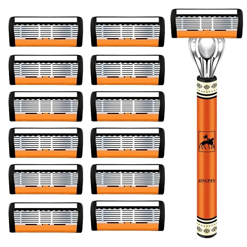 6-Layer Stainless Steel Safety Razor Set - Sharp Changeable Blade