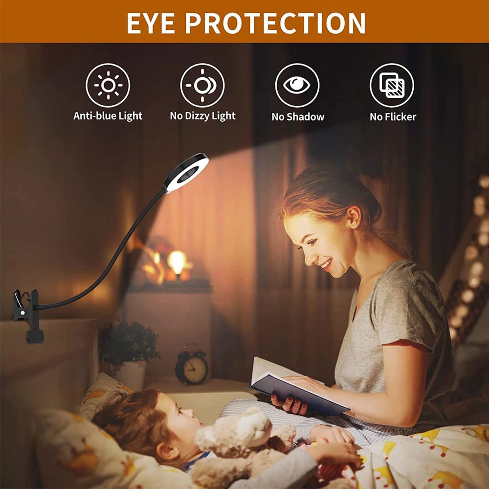 48 LED Clip-On Desk Lamp 360° Flexible Gooseneck USB Eye Care Light
