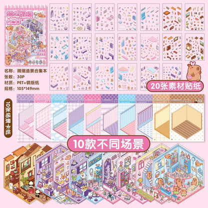 30Pcs 3D Stacking Miniature Scene Stickers - DIY Puzzle Craft Kit