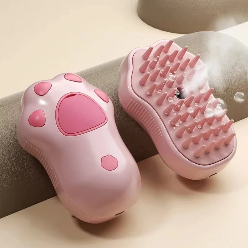 3-in-1 Electric Steam Pet Brush - Spray, Massage & Grooming Tool
