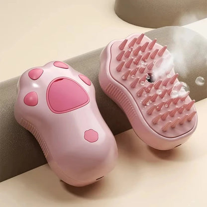 3-in-1 Electric Steam Pet Brush - Spray, Massage & Grooming Tool