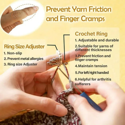 Adjustable Cat Ring Yarn Guide - Crochet Tension Control Thimble