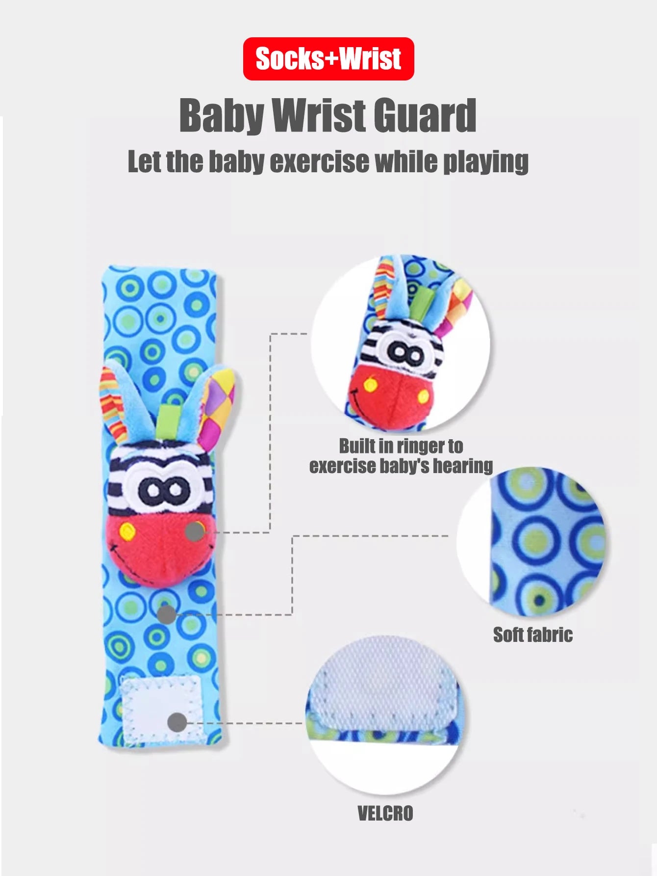 4pcs Baby Wrist Rattle Socks Set 0-12 Months Early Development Toys