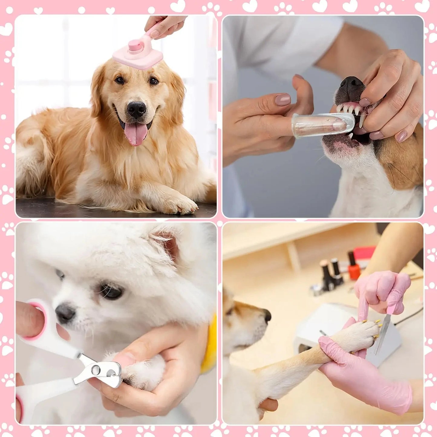 8-Piece Dog Grooming Set: Self-Cleaning Brushes, Nail Clippers & Files