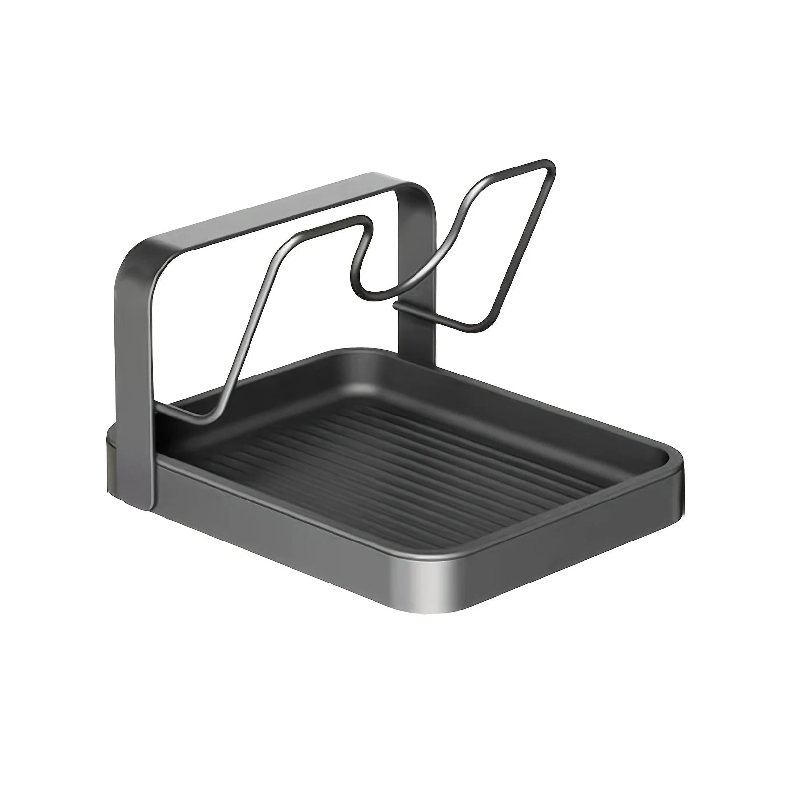 Kitchen Lid Storage Rack with Tray - Pot Lid Holder & Spoon Rest