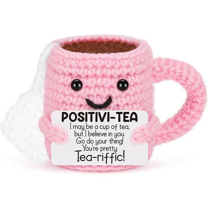 Handmade Crochet Coffee Emotional Support Doll Desktop Ornament Gift