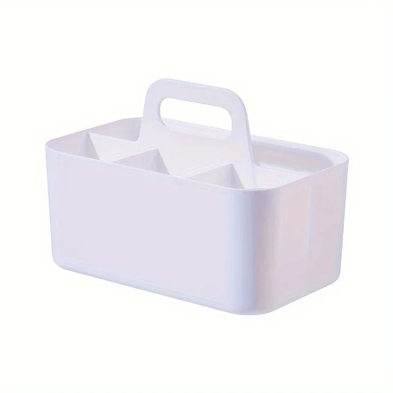 5-Compartment Plastic Storage Basket with Handle - Desk Organizer