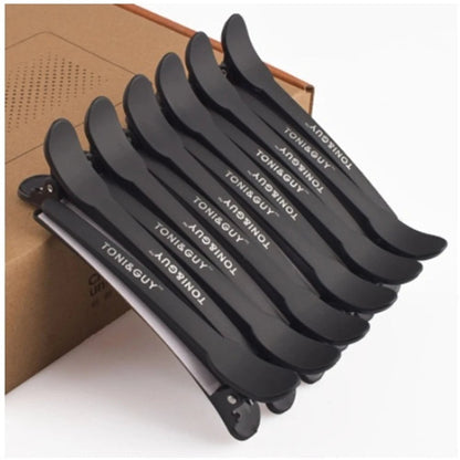 12pcs Professional Alligator Hair Clips Black Braided Salon Clamps