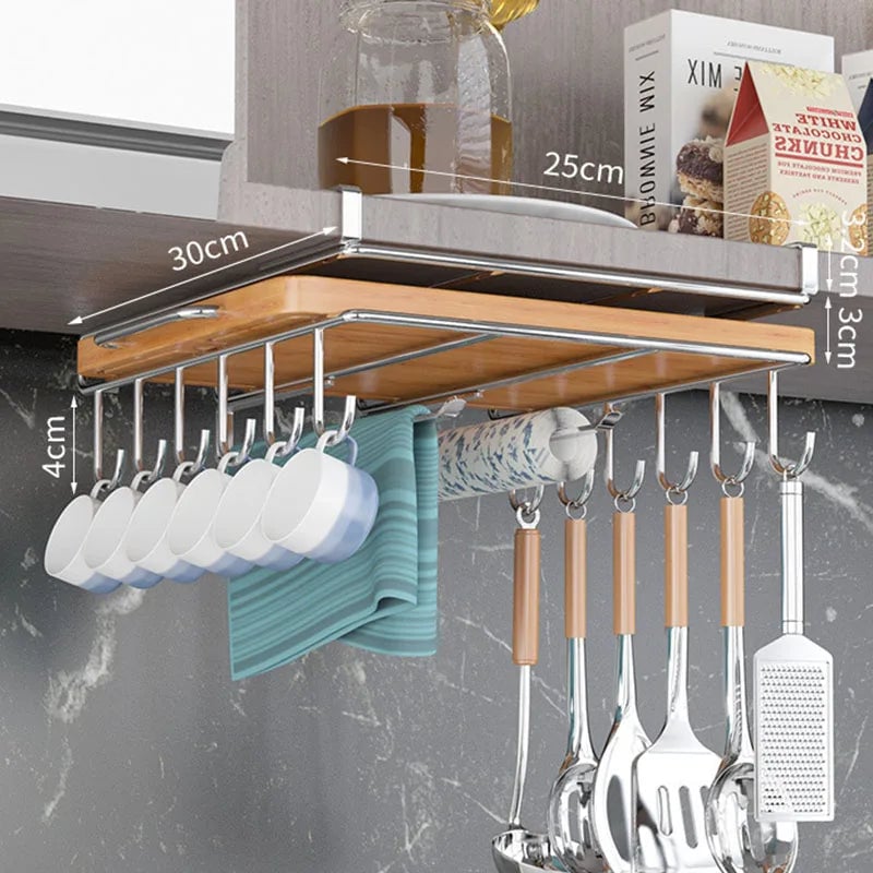 Under Cabinet Storage Basket Rack - Kitchen Cutting Board Organizer
