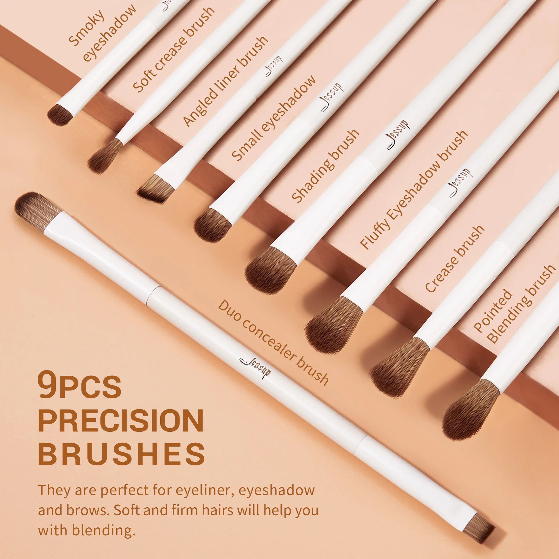Jessup 14pc Synthetic Makeup Brush Set Foundation Contour Eyeshadow