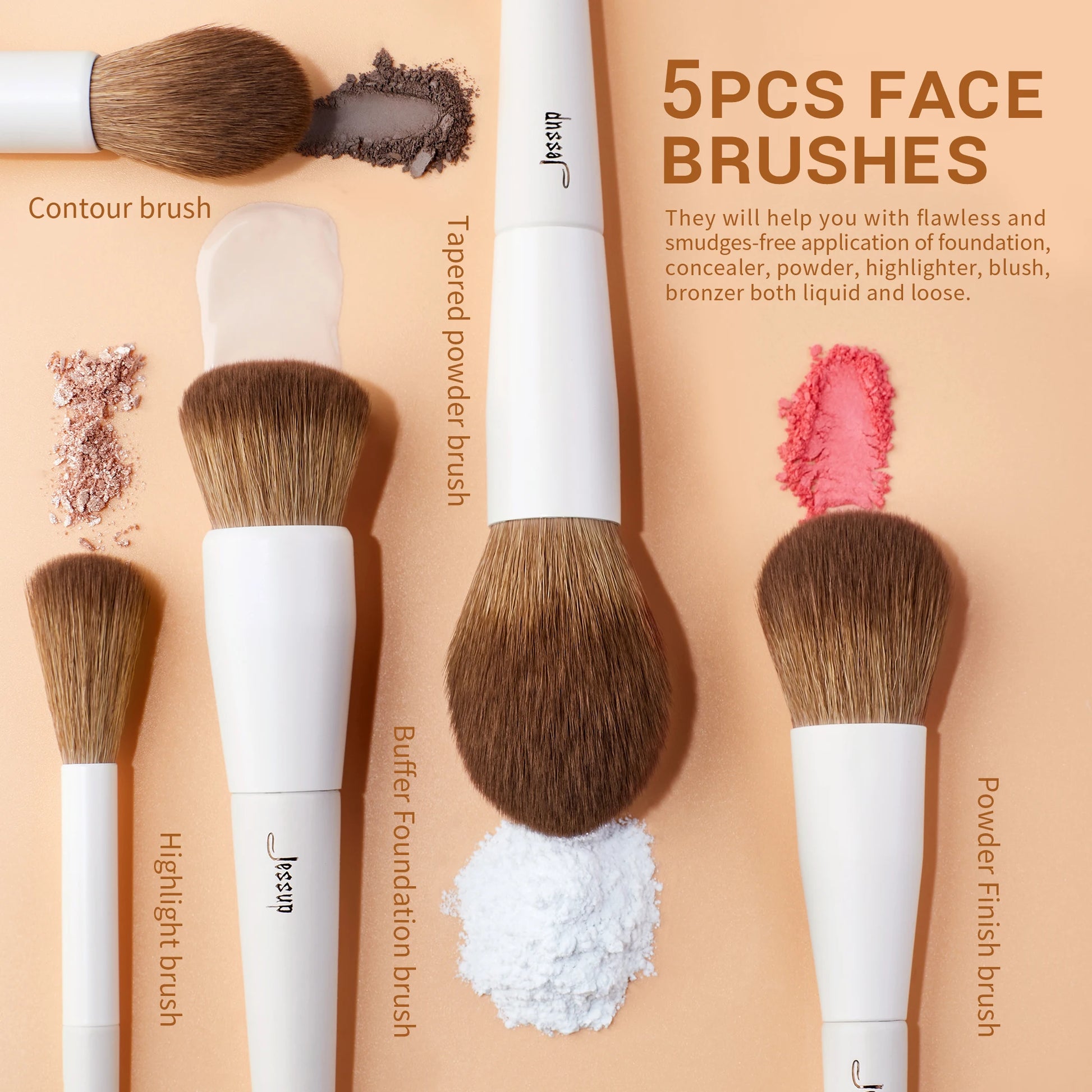 Jessup 14pc Synthetic Makeup Brush Set Foundation Contour Eyeshadow