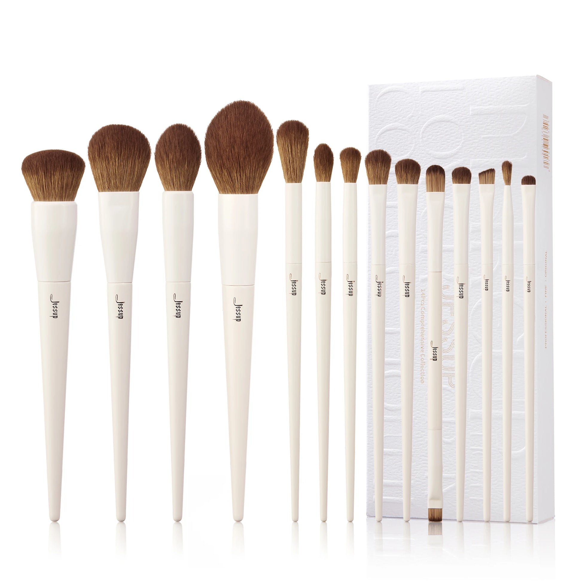 Jessup 14pc Synthetic Makeup Brush Set Foundation Contour Eyeshadow