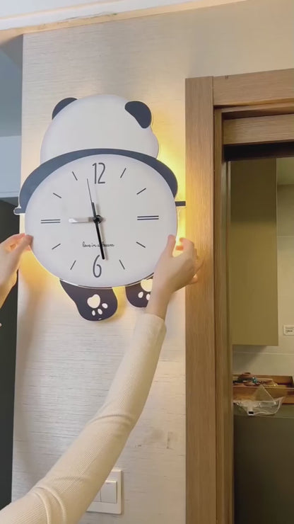 Silent Pendulum Wall Clock with Panda Foot Design - Quiet Movement